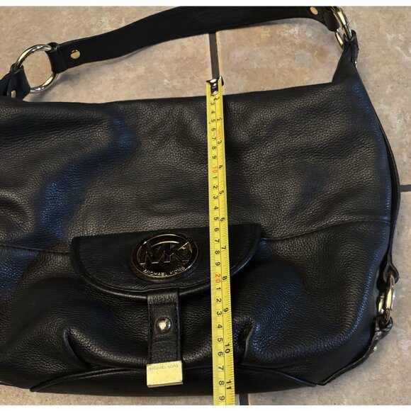Michael Kors Fulton Leather Hobo Shoulder Bag Pebbled Black - Picture 9 of 9